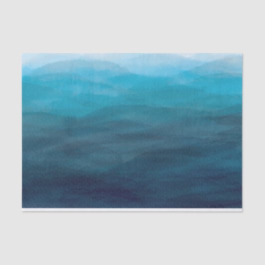 Blue Ocean Waves Waterverf Tissue Paper Gift Wrap Tissuepapier (Voorkant)