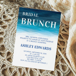 Blue Ocean Waves Wedding Bridal Brunch Uitnodiging