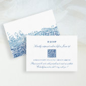 Blue Ocean Waves Wedding Online RSVP QR-code Informatiekaartje