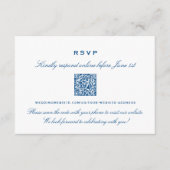 Blue Ocean Waves Wedding Online RSVP QR-code Informatiekaartje (Voorkant)