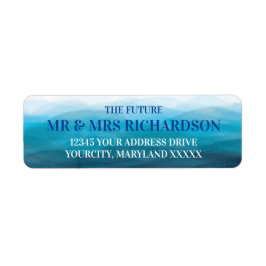 Blue Ocean Waves Wedding Return Address Labels