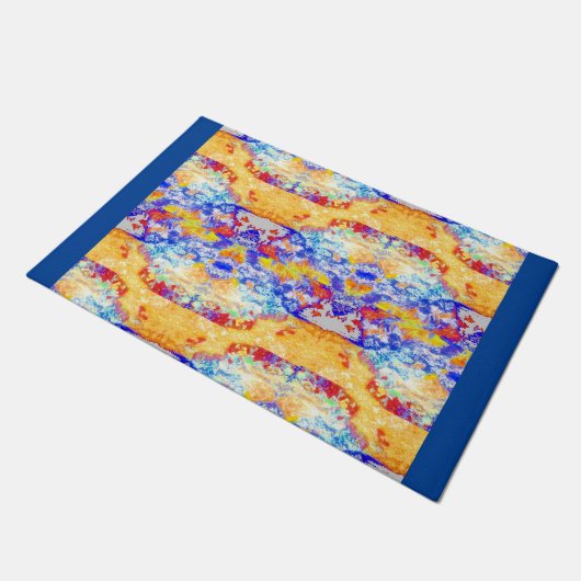 Blue Ocean Waves Whimsical Marine Abstract Art Fun Deurmat (Schuin)