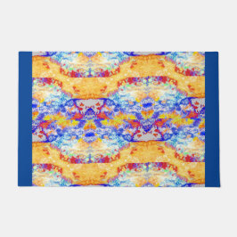 Blue Ocean Waves Whimsical Marine Abstract Art Fun Deurmat