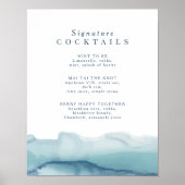 Blue Ocean Wedding Signature Cocktail Menu Sign Poster (Voorkant)