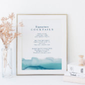 Blue Ocean Wedding Signature Cocktail Menu Sign Poster