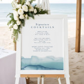 Blue Ocean Wedding Signature Cocktail Menu Sign Poster