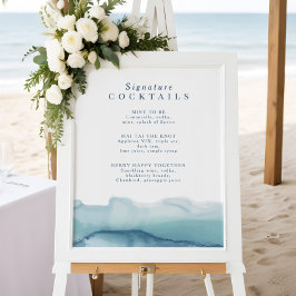 Blue Ocean Wedding Signature Cocktail Menu Sign Poster