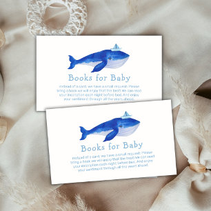 Blue Ocean Whale Boeken voor Baby shower Informatiekaartje
