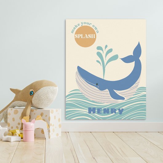 Blue Ocean Whale kwekerij Wall Art Poster Print