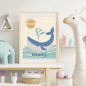 Blue Ocean Whale kwekerij Wall Art Poster Print
