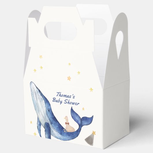 Blue Ocean Whimsical Duck Stars Walvis Baby shower Bedankdoosjes (Geopend)