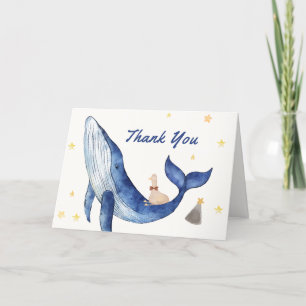 Blue Ocean Whimsical Duck Stars Walvis Baby shower Bedankkaart