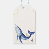 Blue Ocean Whimsical Duck Stars Walvis Baby shower Cadeaulabel (Achterkant)
