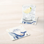 Blue Ocean Whimsical Duck Stars Walvis Baby shower Kartonnen Onderzetters (Insitu)