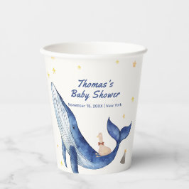 Blue Ocean Whimsical Duck Stars Walvis Baby shower Papieren Bekers