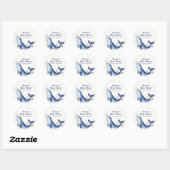 Blue Ocean Whimsical Duck Stars Walvis Baby shower Ronde Sticker (Vel)