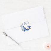 Blue Ocean Whimsical Duck Stars Walvis Baby shower Ronde Sticker (Envelop)