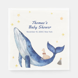 Blue Ocean Whimsical Duck Stars Walvis Baby shower Servet