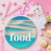 Blue Ocean White Aqua Zee Beach Coastal Papieren Bordje (Feest)