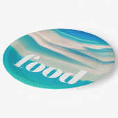 Blue Ocean White Aqua Zee Beach Coastal Papieren Bordje (Gekanteld)