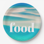 Blue Ocean White Aqua Zee Beach Coastal Papieren Bordje (Voorkant)
