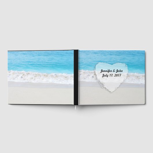 Blue Ocean White Sand Heart Wedding Gastenboek (Volledig)
