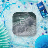 Blue ocean with drawn hearts papieren bordje (Feest)