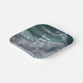 Blue ocean with drawn hearts papieren bordje (Gebogen)