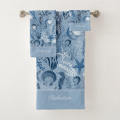 Blue Ocean Zee Life Aangepaste naam Bad Handdoek (Insitu)