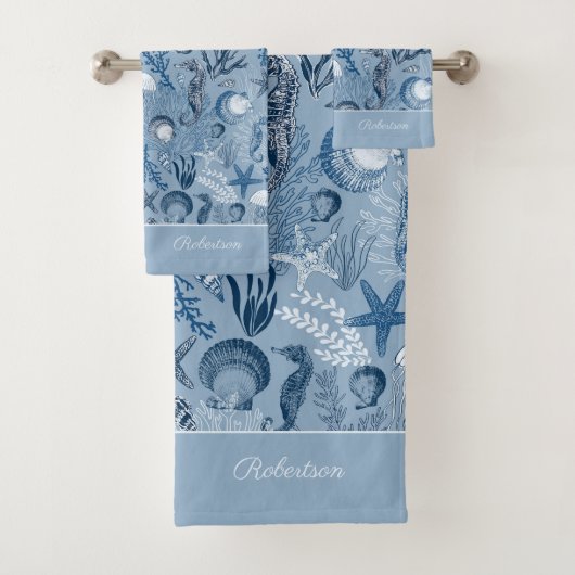 Blue Ocean Zee Life Aangepaste naam Bad Handdoek (Insitu)