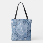 Blue Ocean Zee Life Coastal Beach Monogram Tote Bag (Achterkant)