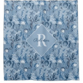 Blue Ocean Zee Life Monogram Kustgebied Douchegordijn (Voorkant)
