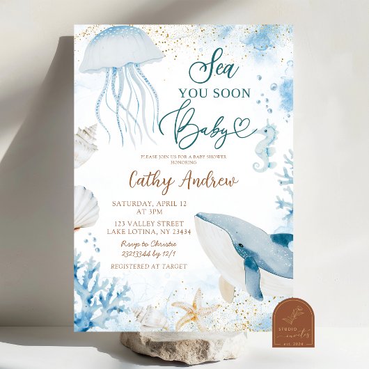 Blue Ocean Zee You Soon Zomer Baby shower Kaart