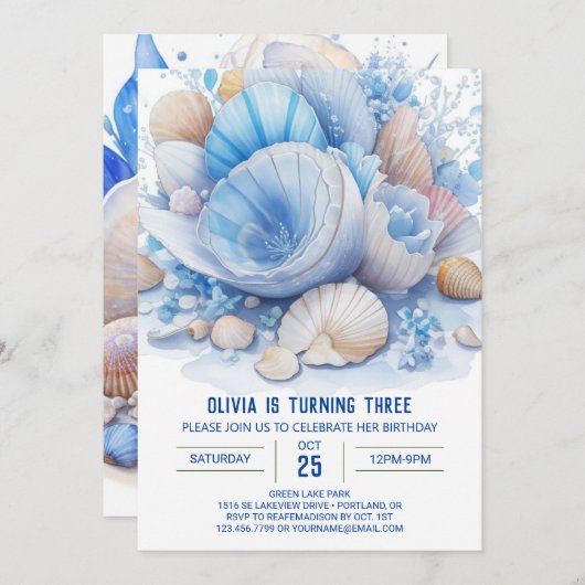 Blue Oceanic Dreams Jongen Verjaardag Kaart (Voorkant / Achterkant)