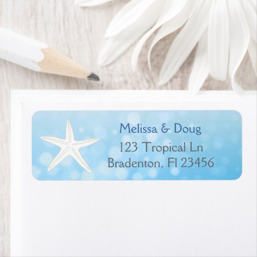 Blue Oceanic Starfish Retouradreslabels Etiket (Insitu)