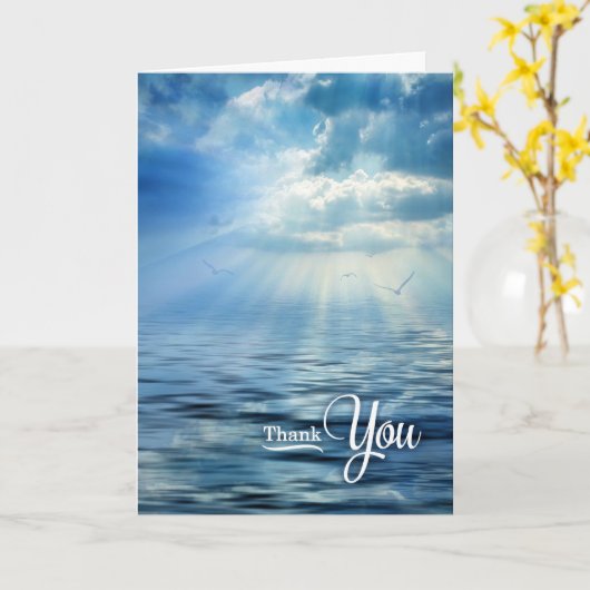Blue Oceanview Sunlight en Seagulls Hartelijk dank Kaart (Gele Bloem)