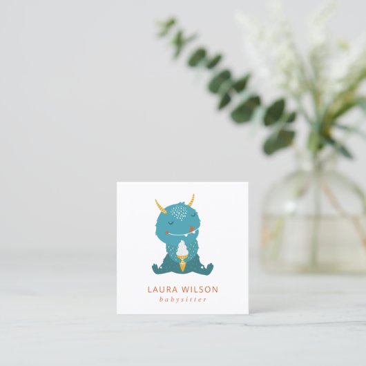 BLUE OCHRE CUTE SANDI LITTLE MOSTER ICECREAM NANNY VIERKANTE VISITEKAARTJE (Staand voorkant)