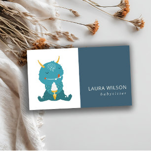 BLUE OCHRE CUTE SANDI LITTLE MOSTER ICECREAM NANNY VISITEKAARTJE