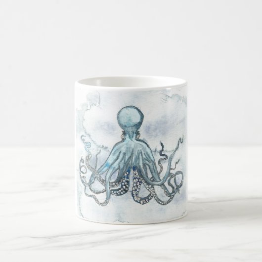 Blue Octopus 11 Oz Ceramic Coffee Tea Beach Koffiemok (Center)