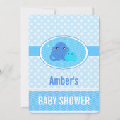 Blue Octopus Baby shower Invitation Kaart (Achterkant)