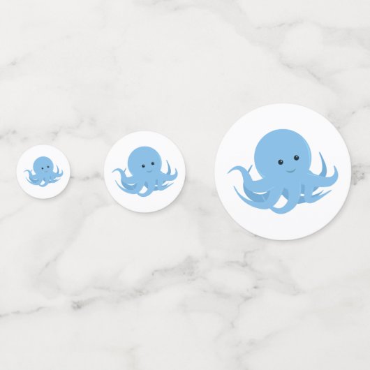Blue Octopus-Baby shower | Tafel Confetti (Voorkanten)