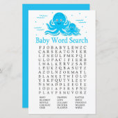 Blue Octopus Baby shower Word Search Game (Voorkant / Achterkant)