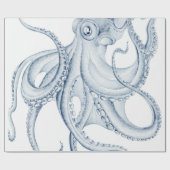 Blue Octopus Cephalopod Kraken Ink Cadeaupapier (Vlak)