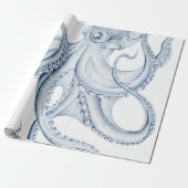 Blue Octopus Cephalopod Kraken Ink Cadeaupapier (Uitgerold)