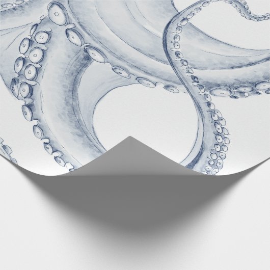 Blue Octopus Cephalopod Kraken Ink Cadeaupapier (Hoek)