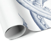 Blue Octopus Cephalopod Kraken Ink Cadeaupapier (Rol Hoek)