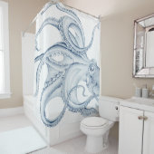 Blue Octopus Cephalopod Kraken Ink Douchegordijn (In situ)