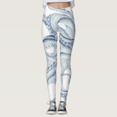 Blue Octopus Cephalopod Kraken Ink Leggings (Voorkant)