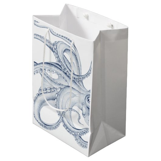 Blue Octopus Cephalopod Kraken Ink Medium Cadeauzakje (Voorkant Gekanteld)