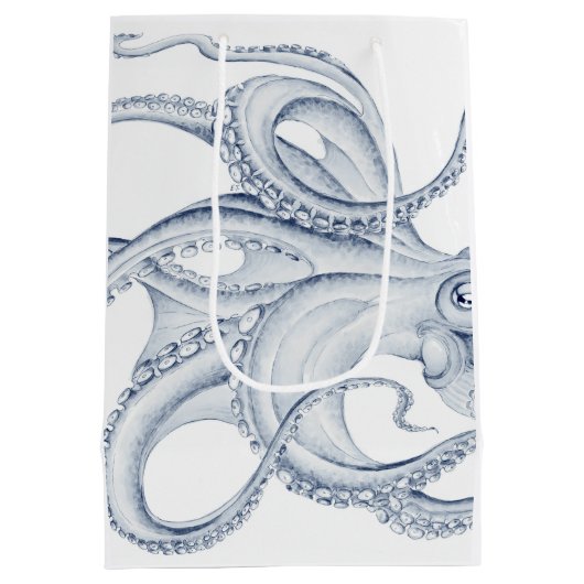Blue Octopus Cephalopod Kraken Ink Medium Cadeauzakje (Achterkant)